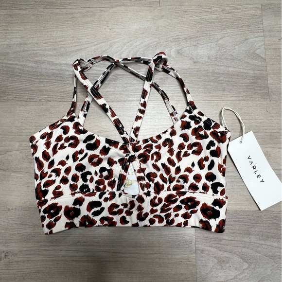 Varley Fountain Cut Out Sports Bra  + Leggings Set in Buckthorne Cheetah NWT - Picture 4 of 10